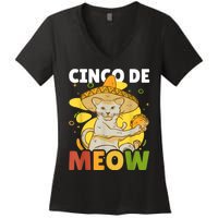 Cinco The Meow With Cat For Cinco De Mayo Women's V-Neck T-Shirt