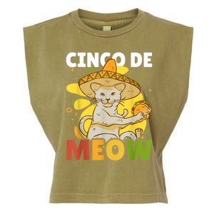 Cinco The Meow With Cat For Cinco De Mayo Garment-Dyed Women's Muscle Tee