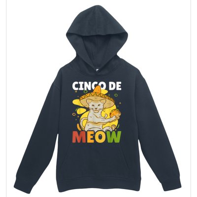 Cinco The Meow With Cat For Cinco De Mayo Urban Pullover Hoodie