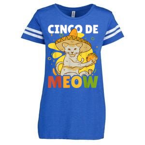 Cinco The Meow With Cat For Cinco De Mayo Enza Ladies Jersey Football T-Shirt