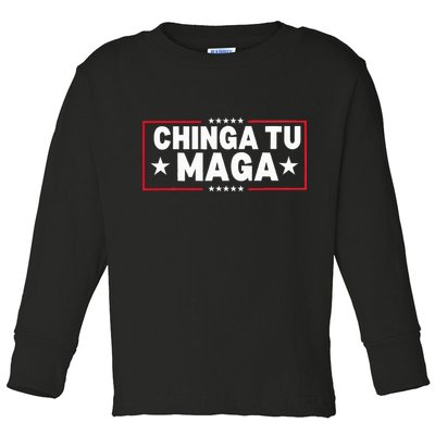 Chinga Tu Maga Election Anti Trump Latino Democrat Kamala Toddler Long Sleeve Shirt
