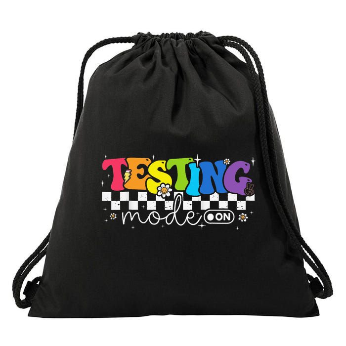 Cute Testing Mode On Testing Day Motivational Teacher Drawstring Bag