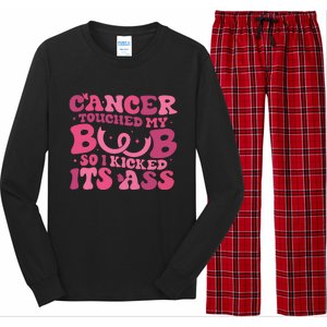 Cancer Touched My Boob So I Kicked Its Ass Cancer Awareness Long Sleeve Pajama Set