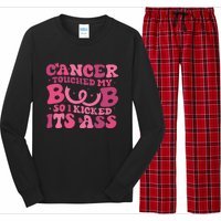 Cancer Touched My Boob So I Kicked Its Ass Cancer Awareness Long Sleeve Pajama Set