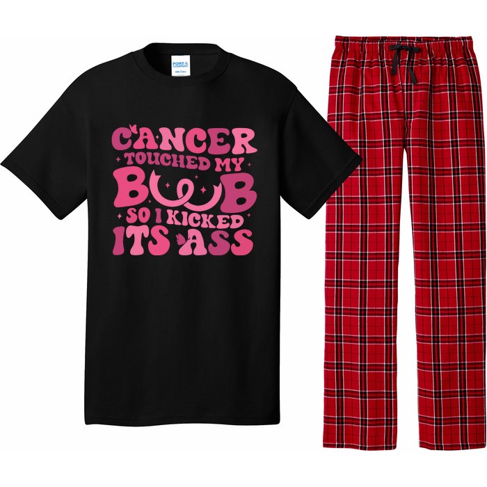 Cancer Touched My Boob So I Kicked Its Ass Cancer Awareness Pajama Set