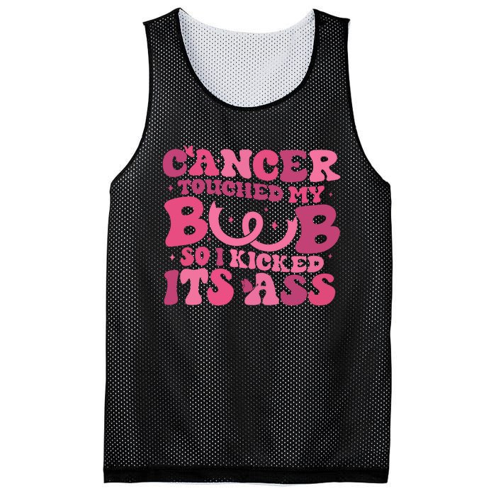 Cancer Touched My Boob So I Kicked Its Ass Cancer Awareness Mesh Reversible Basketball Jersey Tank