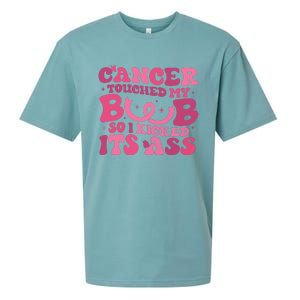 Cancer Touched My Boob So I Kicked Its Ass Cancer Awareness Sueded Cloud Jersey T-Shirt