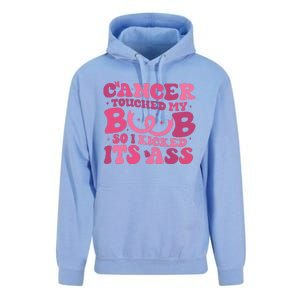 Cancer Touched My Boob So I Kicked Its Ass Cancer Awareness Unisex Surf Hoodie