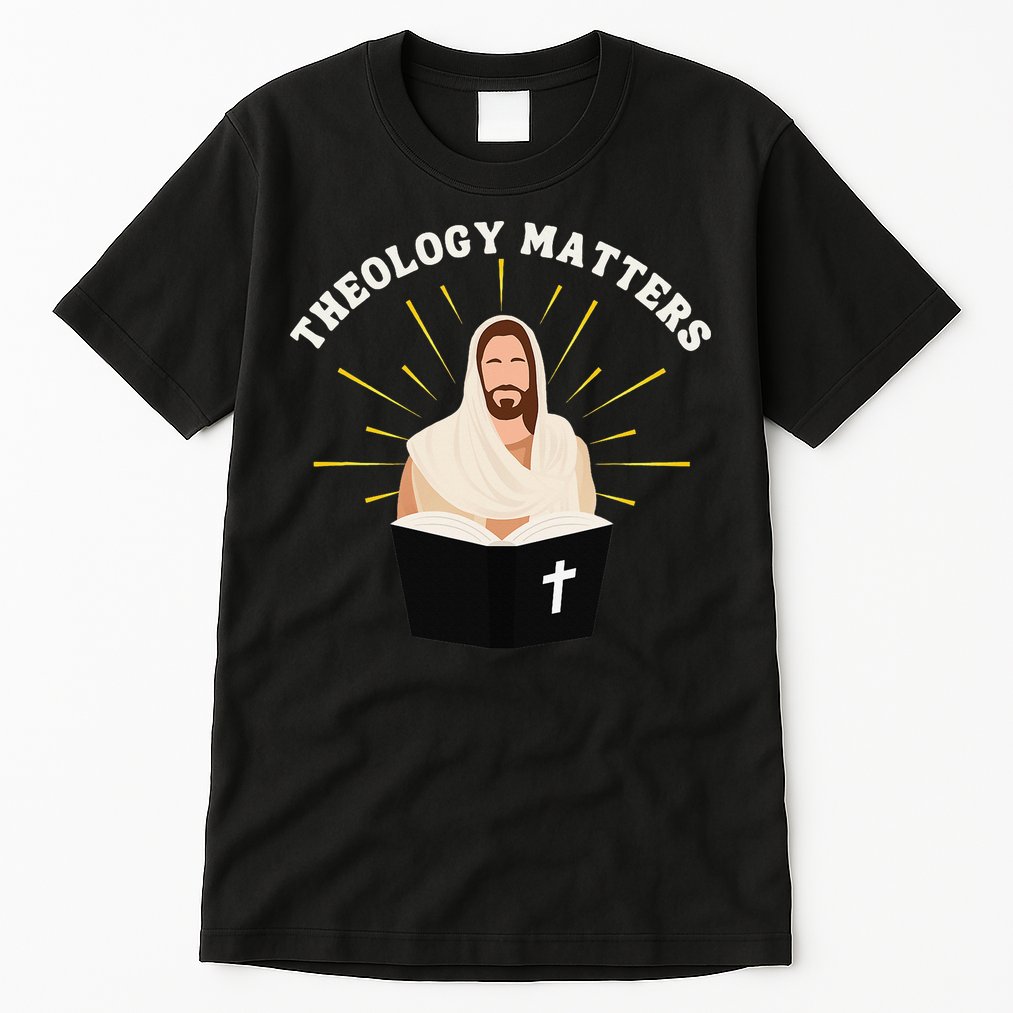 Cute Theology Matters Christian Retro Jesus Bible For Women Tall T-Shirt