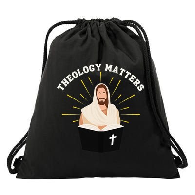 Cute Theology Matters Christian Retro Jesus Bible For Women Drawstring Bag