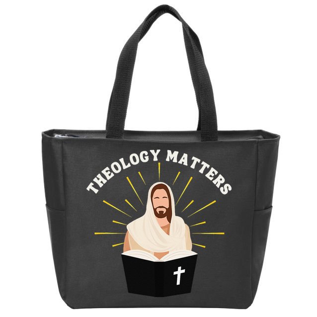 Cute Theology Matters Christian Retro Jesus Bible For Women Zip Tote Bag
