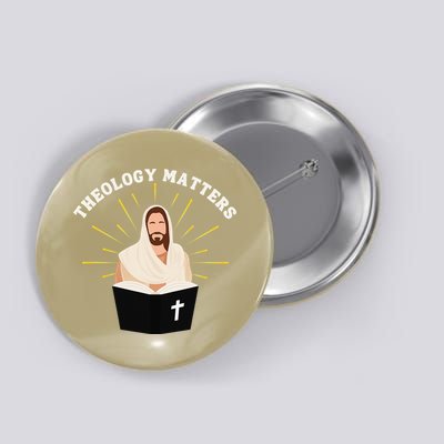 Cute Theology Matters Christian Retro Jesus Bible For Women Button