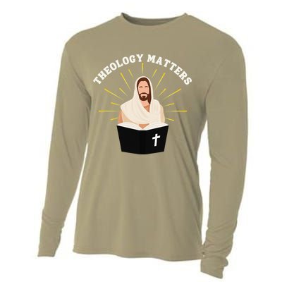 Cute Theology Matters Christian Retro Jesus Bible For Women Cooling Performance Long Sleeve Crew