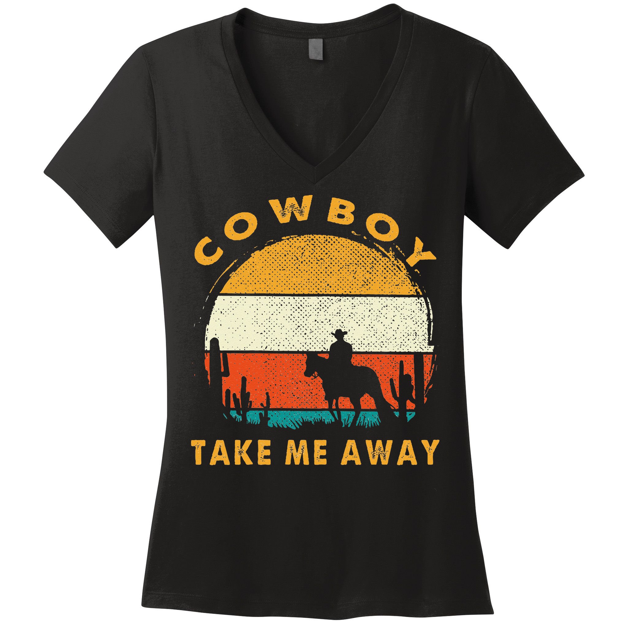 Cowboy Take Me Away S Vintage Country Music Women's V-Neck T-Shirt