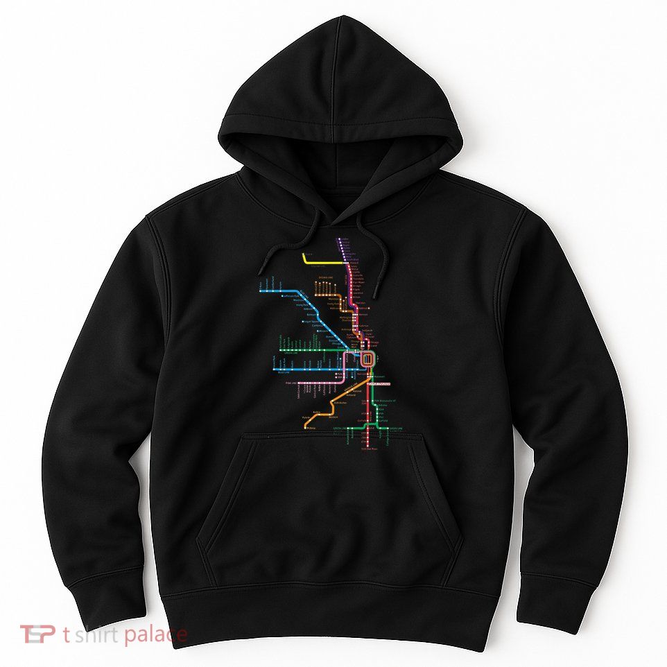 Chicago Trains Map Hoodie