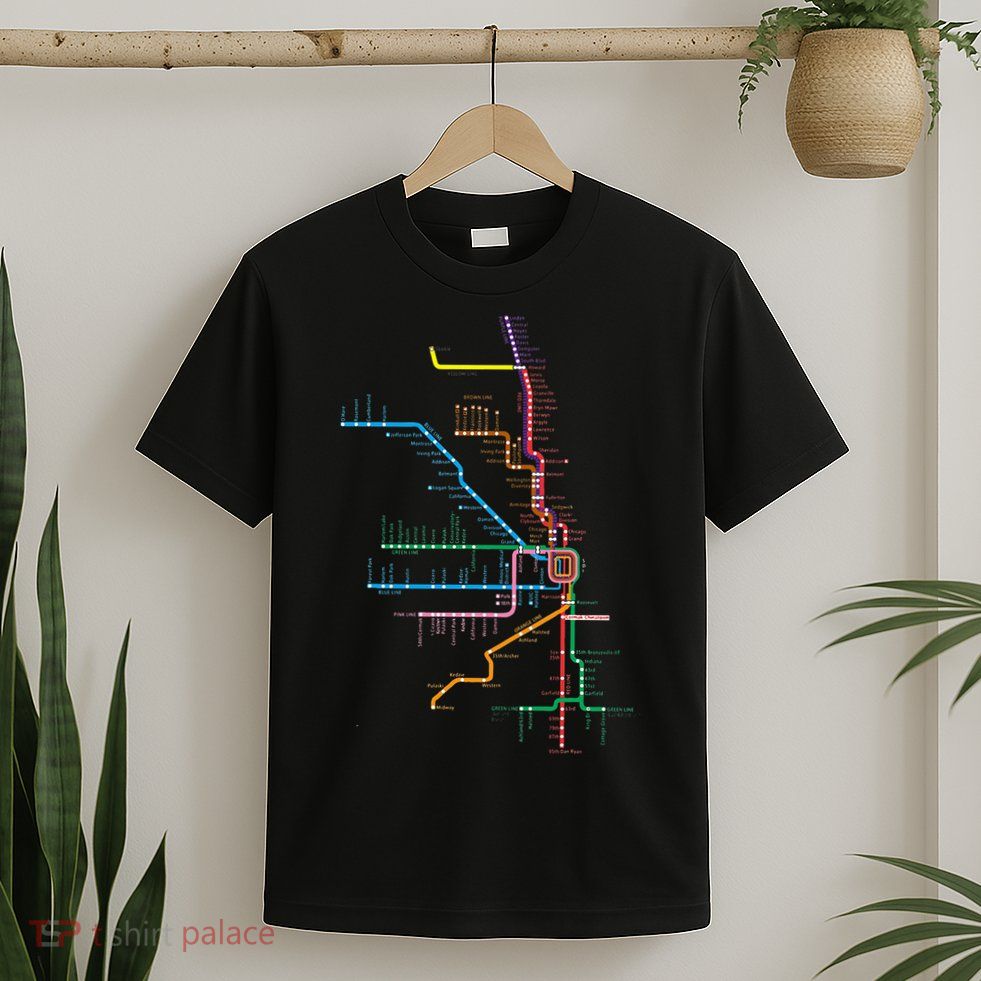 Chicago Trains Map T-Shirt