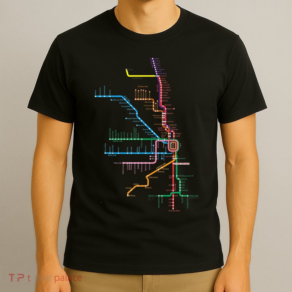 Chicago Trains Map T-Shirt
