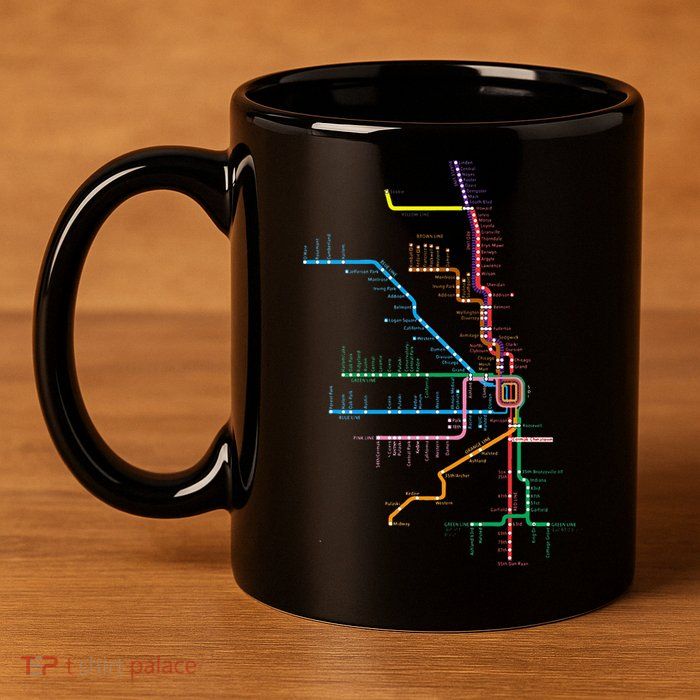 Chicago Trains Map 11oz C Handle Ceramic Mug
