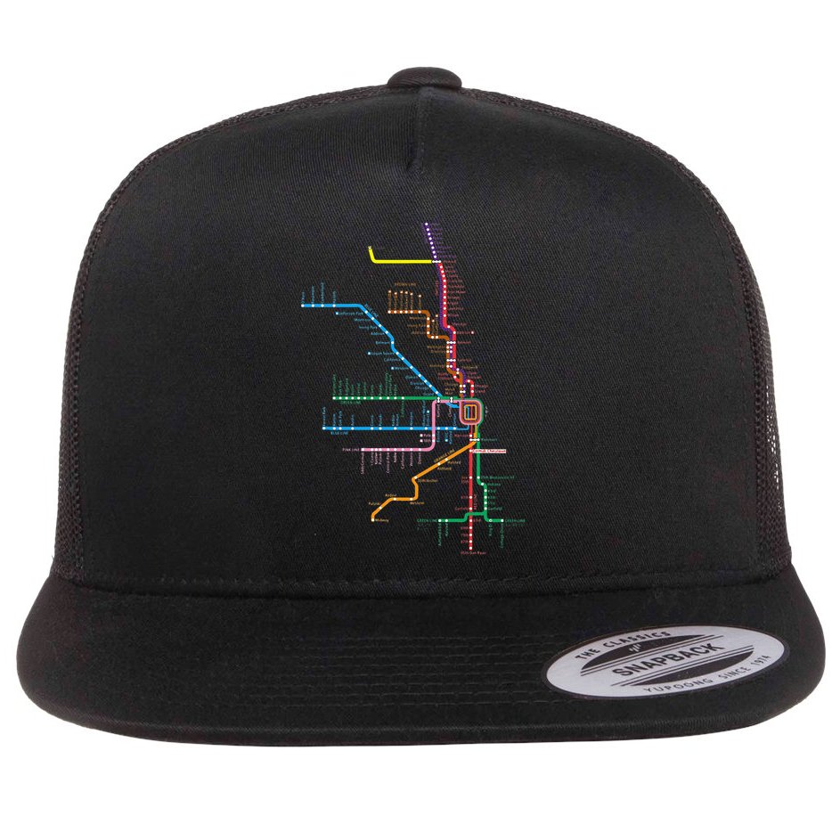 Chicago Trains Map Flat Bill Trucker Hat