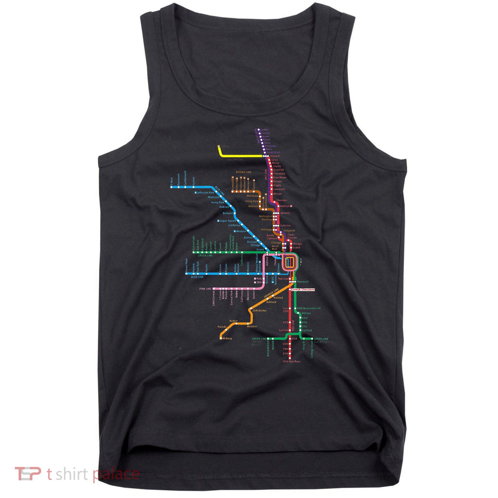 Chicago Trains Map Tank Top