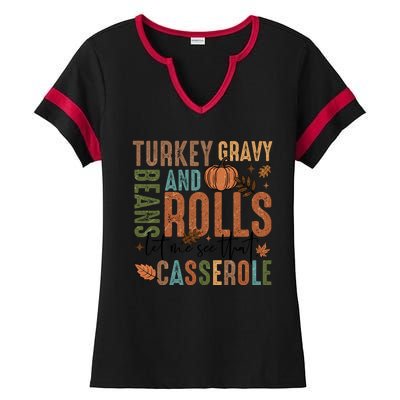 Cute Thanksgiving Mashup Ladies Halftime Notch Neck Tee