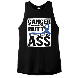 Cancer Touched My Butt So I Kicked Its Ass Colon Cancer Ladies PosiCharge Tri-Blend Wicking Tank