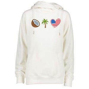 Coconut Tree Meme Patriotic Kamala Statement Usa Democrat Womens Funnel Neck Pullover Hood