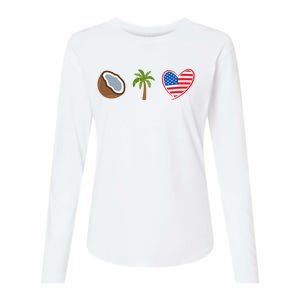 Coconut Tree Meme Patriotic Kamala Statement Usa Democrat Womens Cotton Relaxed Long Sleeve T-Shirt