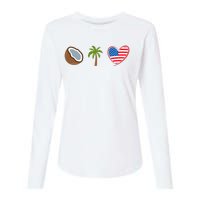 Coconut Tree Meme Patriotic Kamala Statement Usa Democrat Womens Cotton Relaxed Long Sleeve T-Shirt