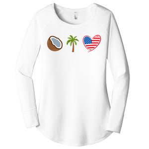 Coconut Tree Meme Patriotic Kamala Statement Usa Democrat Women's Perfect Tri Tunic Long Sleeve Shirt