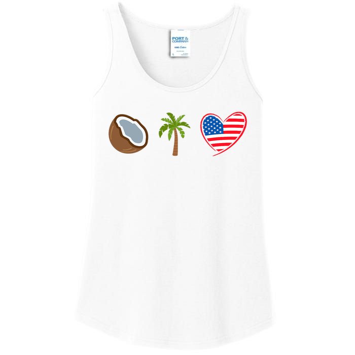 Coconut Tree Meme Patriotic Kamala Statement Usa Democrat Ladies Essential Tank