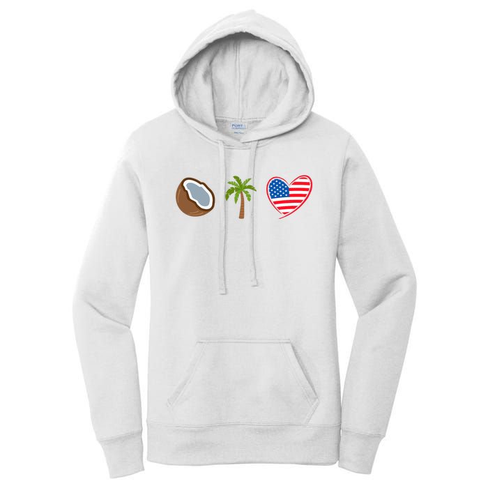 Coconut Tree Meme Patriotic Kamala Statement Usa Democrat Women's Pullover Hoodie