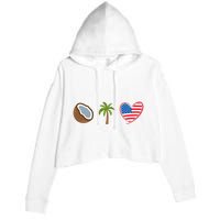 Coconut Tree Meme Patriotic Kamala Statement Usa Democrat Crop Fleece Hoodie