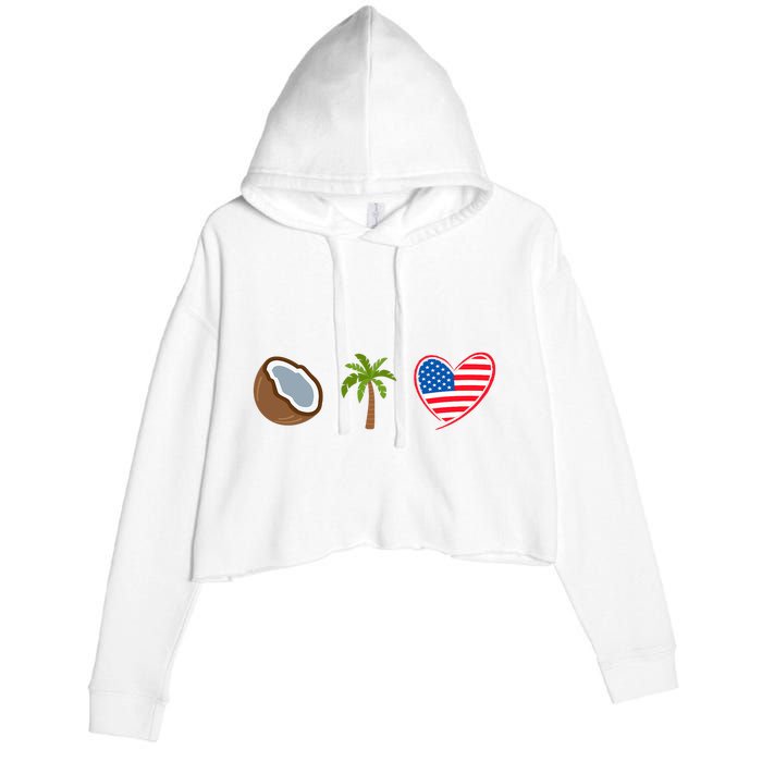 Coconut Tree Meme Patriotic Kamala Statement Usa Democrat Crop Fleece Hoodie