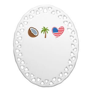 Coconut Tree Meme Patriotic Kamala Statement Usa Democrat Ceramic Oval Ornament