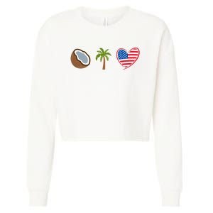 Coconut Tree Meme Patriotic Kamala Statement Usa Democrat Cropped Pullover Crew