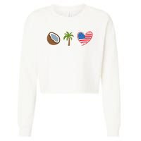 Coconut Tree Meme Patriotic Kamala Statement Usa Democrat Cropped Pullover Crew