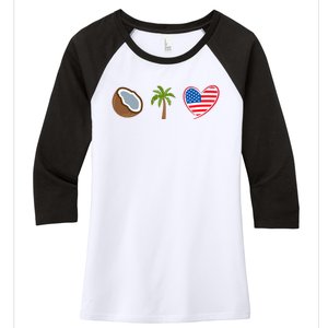 Coconut Tree Meme Patriotic Kamala Statement Usa Democrat Women's Tri-Blend 3/4-Sleeve Raglan Shirt