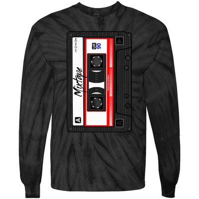 Cassette Tape Music Mix Audio 90s Party 80s Outfit Cassette Tie-Dye Long Sleeve Shirt