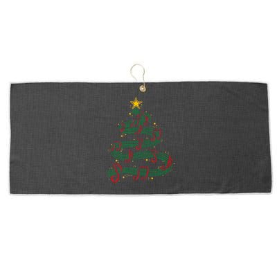 Christmas Tree Musical Notes Song Musician Sing Carols Music Large Microfiber Waffle Golf Towel