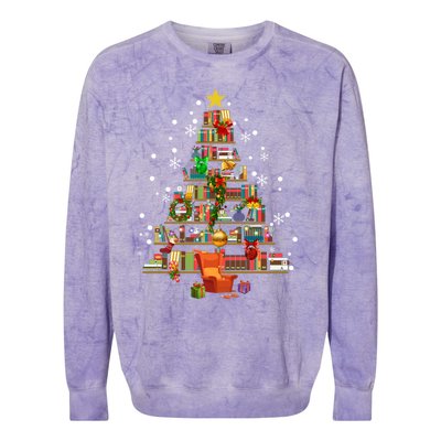 Christmas Tree Made Of Books Book Tree Bookworm Christmas Meaningful Gift Colorblast Crewneck Sweatshirt