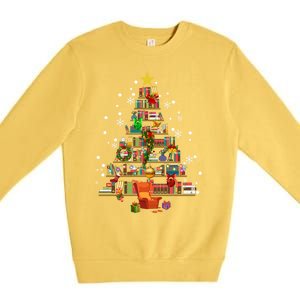 Christmas Tree Made Of Books Book Tree Bookworm Christmas Meaningful Gift Premium Crewneck Sweatshirt