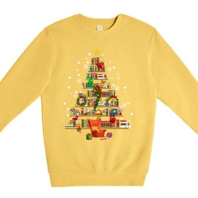 Christmas Tree Made Of Books Book Tree Bookworm Christmas Meaningful Gift Premium Crewneck Sweatshirt