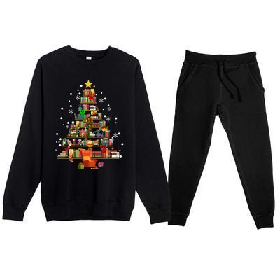 Christmas Tree Made Of Books Book Tree Bookworm Christmas Meaningful Gift Premium Crewneck Sweatsuit Set