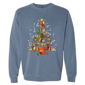 Christmas Tree Made Of Books Book Tree Bookworm Christmas Meaningful Gift Garment-Dyed Sweatshirt