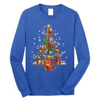 Christmas Tree Made Of Books Book Tree Bookworm Christmas Meaningful Gift Long Sleeve Shirt