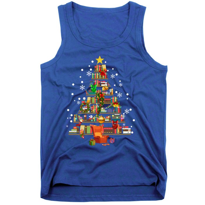 Christmas Tree Made Of Books Book Tree Bookworm Christmas Meaningful Gift Tank Top