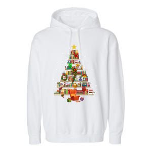 Christmas Tree Made Of Books Book Tree Bookworm Christmas Meaningful Gift Garment-Dyed Fleece Hoodie