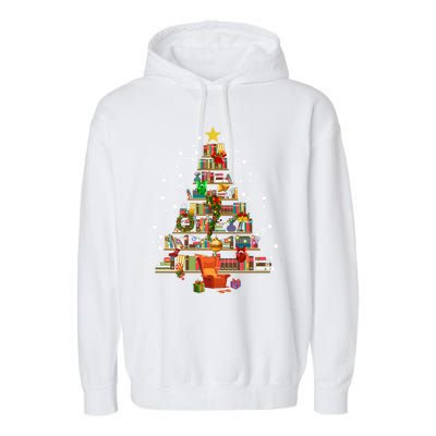 Christmas Tree Made Of Books Book Tree Bookworm Christmas Meaningful Gift Garment-Dyed Fleece Hoodie