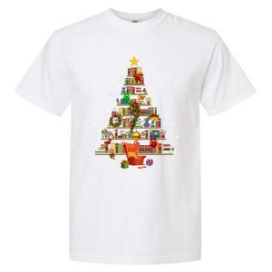 Christmas Tree Made Of Books Book Tree Bookworm Christmas Meaningful Gift Garment-Dyed Heavyweight T-Shirt